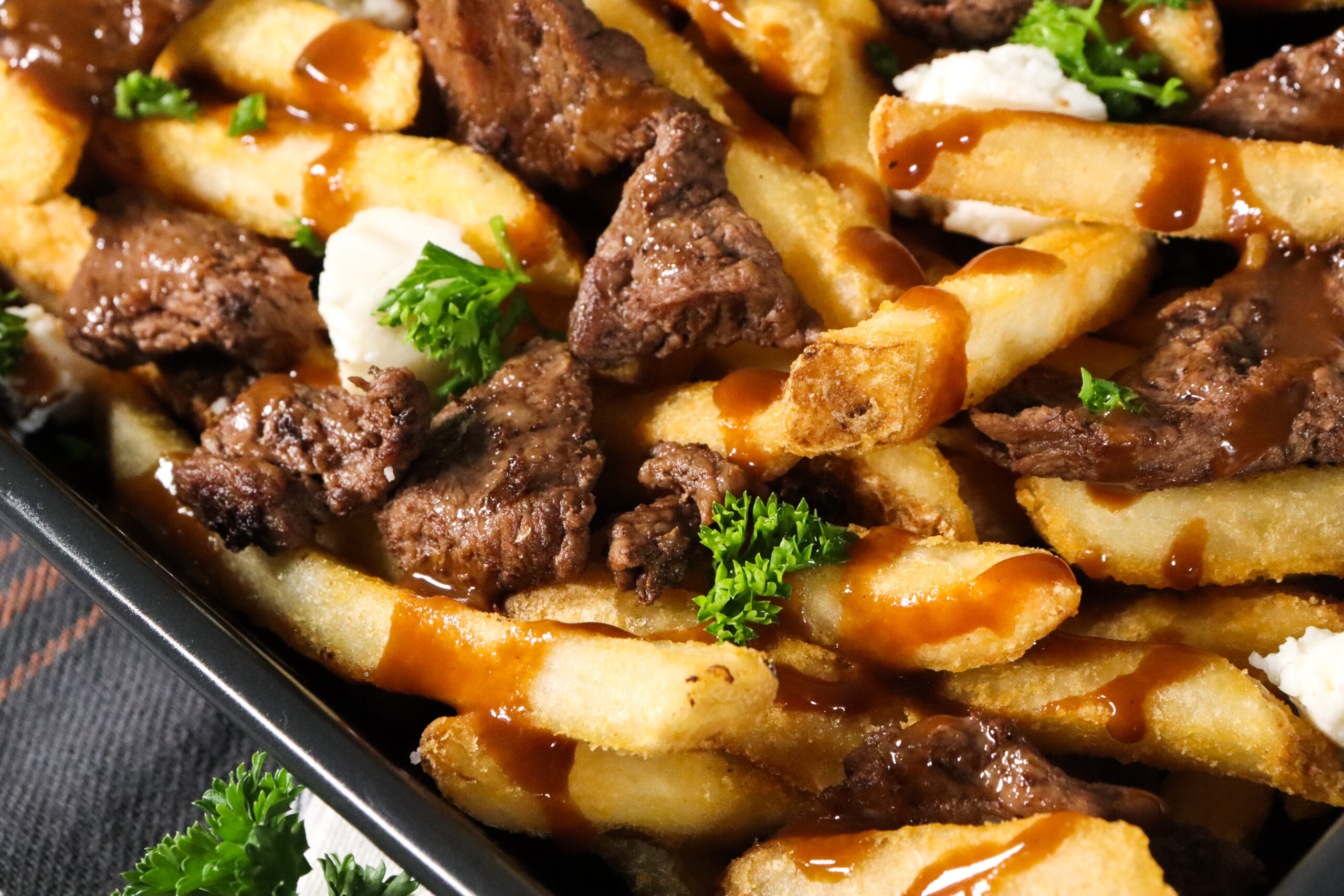 Slow cooked beef poutine
